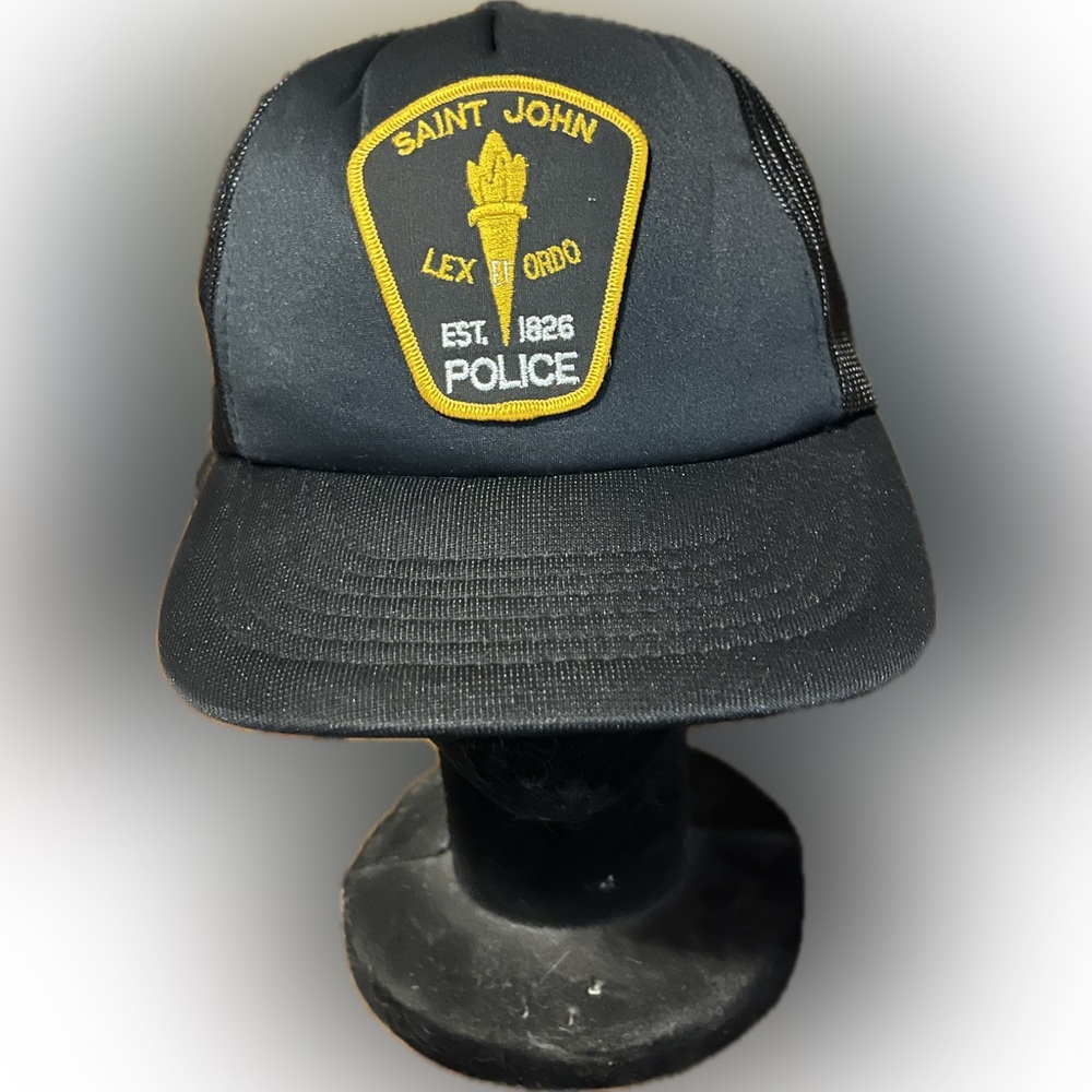 Vintage Saint John Police Trucker Hat – Black Mesh Cap